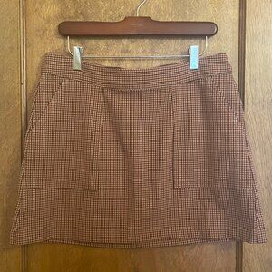 A New Day Plaid/Houndstooth Mini Skirt - Maroon/Brown - Size M